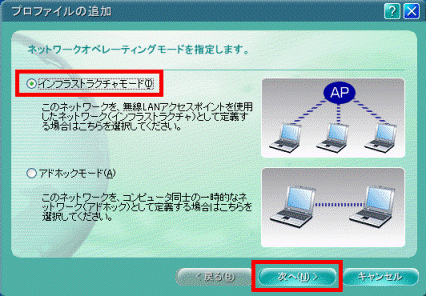ネットワークオペレーティングモードの指定