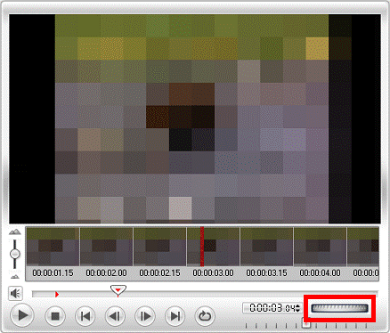 「ジョグホイール」を右または左にドラッグし、必要な部分の終了位置を調整する