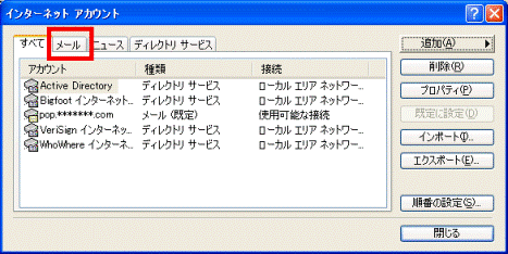 「メール」タブ
