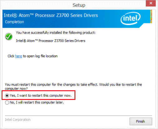 「Yes, I want to restart this computer now」をタップ
