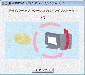 ドライバー/アプリケーションのアンインストール中