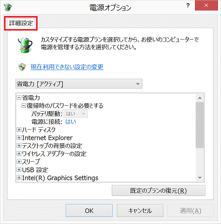 「詳細設定」タブ