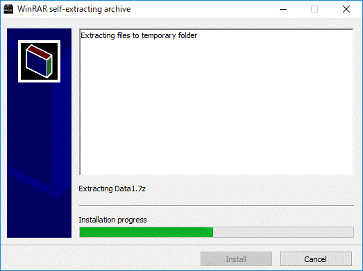 「WinRAR self-extracting archive」画面