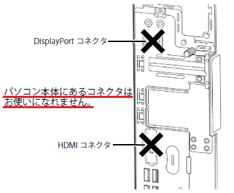 WD2/H2でグラフィックスカードを選択した場合に使えないコネクタ