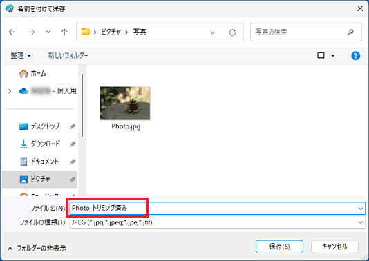 ファイルの名前を入力