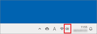 タスクバーの右側にある「スピーカー」アイコンをクリック