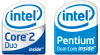 インテル® Core™ 2 Duo プロセッサーのロゴ  インテルPentiumロゴ