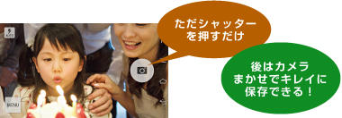 ただシャッターを押すだけ/後はカメラまかせでキレイに保存できる!