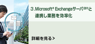 3．Microsoft（R） Exchangeサーバ（注3）と連携し業務を効率化