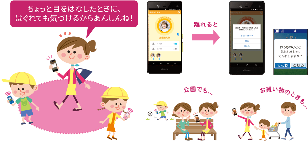 ちょっと目をはなしたときに、はぐれても気づけるからあんしんね！