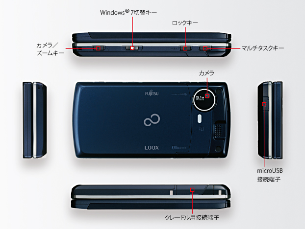 富士通 F-07C Windows 7搭載 携帯電話本体 クレードル付き