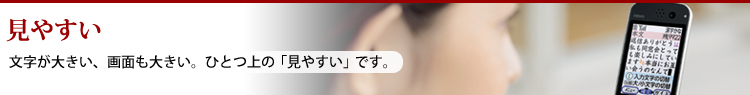 見やすい 文字が大きい、画面も大きい、ひとつ上の「見やすい」です。