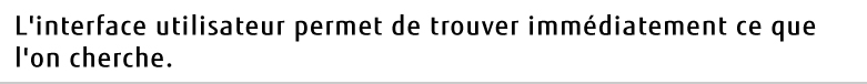 L'interface utilisateur permet de trouver immédiatement ce que l'on cherche.