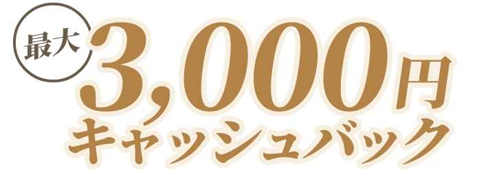 最大3000円キャッシュバック