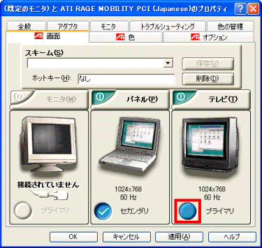 プライマリ/セカンダリ切り替えボタン