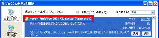 「Norton AntiVirus 2004（Symantec Corporation）」