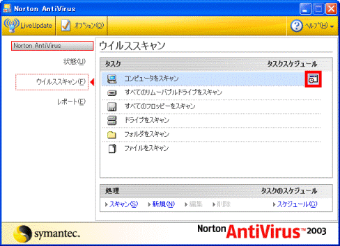 Norton AntiVirus 2003 ウイルススキャン