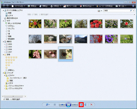 「左回りに回転」ボタン