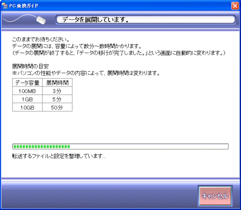 データを展開しています。