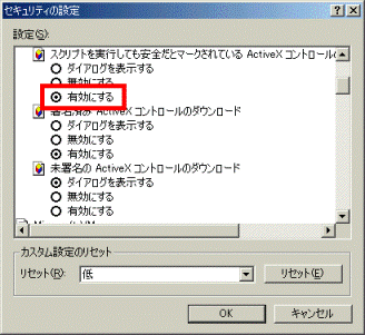 「スクリプトを実行しても安全だとマークされている…」を有効に