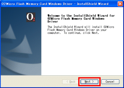 Welcome to the InstallShield Wizard for O2Micro Flash Memory Card Windows Driver