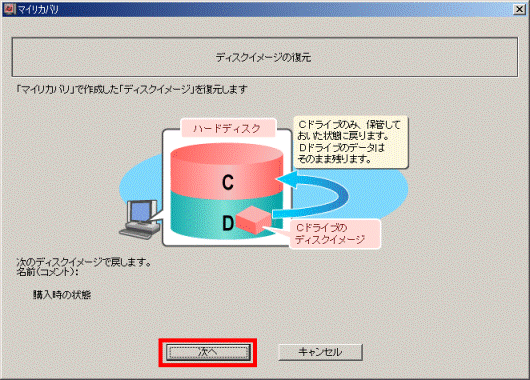 「マイリカバリ」で作成した「ディスクイメージ」を復元します
