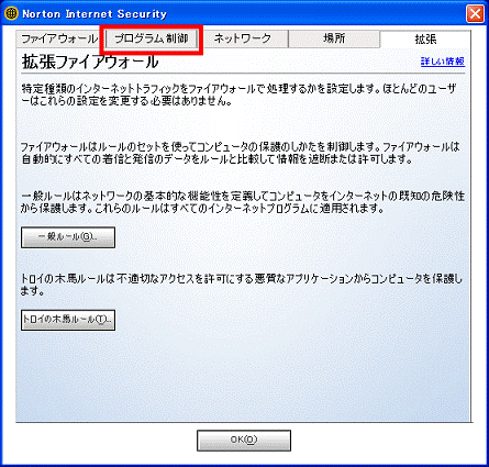 「プログラム制御」タブをクリック