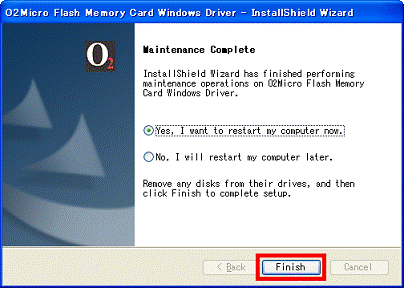 「Finish」ボタンをクリック
