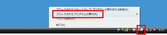 ブロックされたプログラムの実行