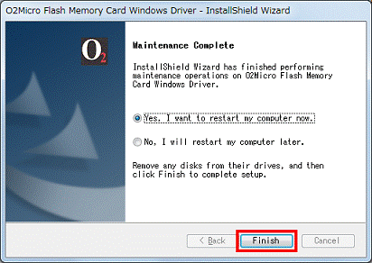Finishボタンをクリック