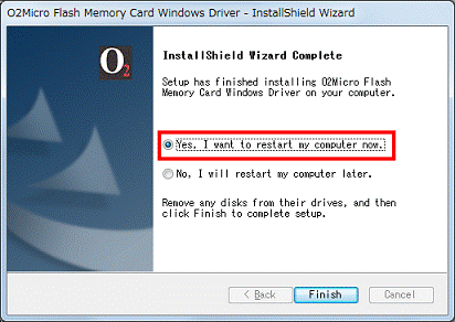 Yes,I want to restart　my computer now.をクリック