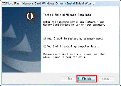 Finishボタンをクリック