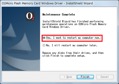 Maintenance Complete - Yes,I want to restart my computer now.をクリック