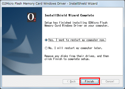 Finishボタンをクリック