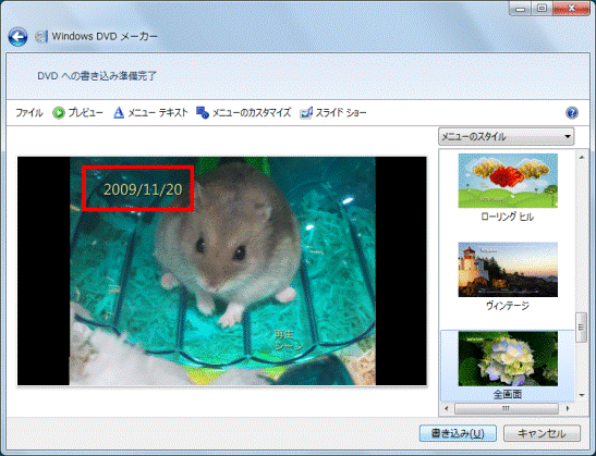 「DVDタイトル」を確認