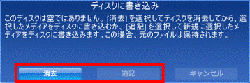 ディスクに書き込み 消去、追記
