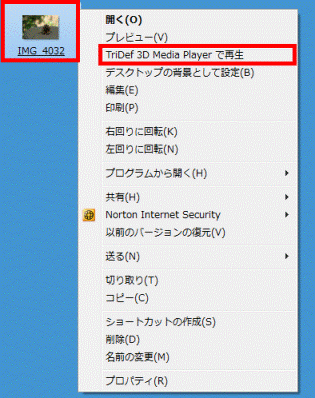 TriDef 3D Media Player で再生