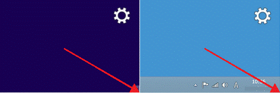 画面の右下の角に、マウスポインターを移動