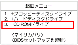 起動メニュー（2003年冬モデル〜2006年秋冬モデル）