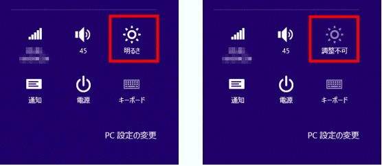 チャームの明るさの表示