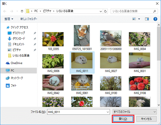 「開く」ボタンをクリック