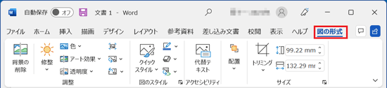 「図の形式」が表示されている場合(Word 2021)