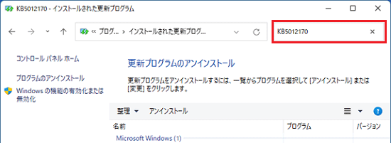 更新プログラムの名前を入力