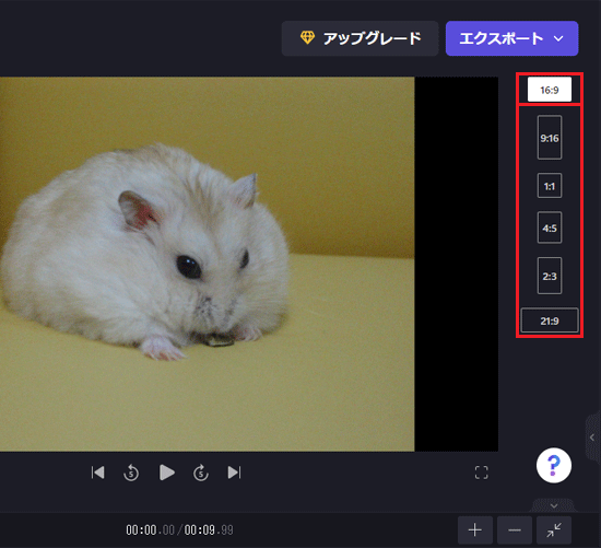 アスペクト比をクリック