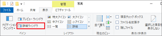 「詳細ウィンドウ」をクリック