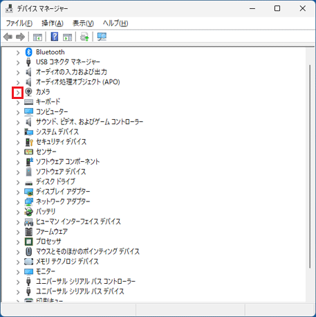 カメラの「＞」をクリック