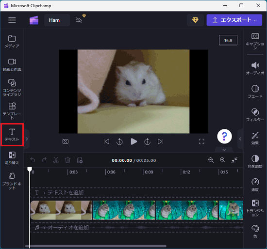 画面左側の「テキスト」をクリック