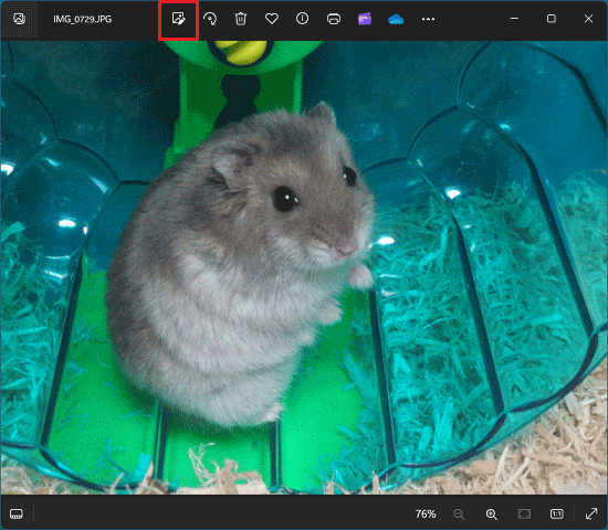 「写真の編集」ボタンをクリック
