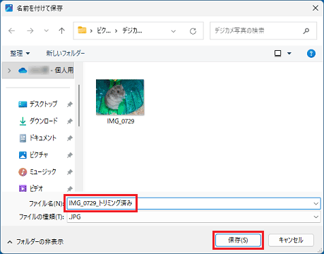 ファイル名を入力し「保存」ボタンをクリック
