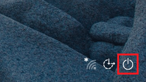 電源のアイコンをクリック